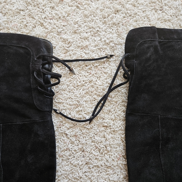 Sam Edelman Kayla Tall Over the Knee Lace Black Suede Heel Boots - Picture 7 of 7